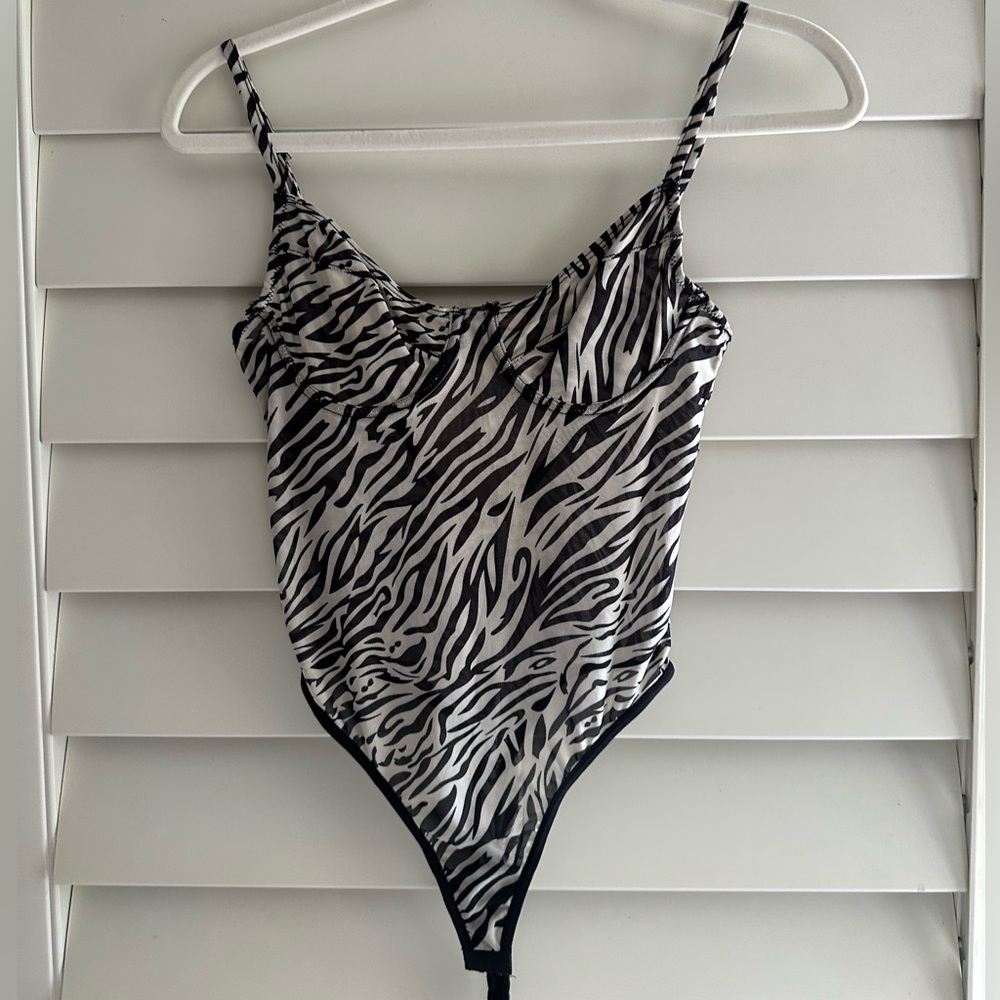 Urban Outfitters Mesh Zebra Bodysuit